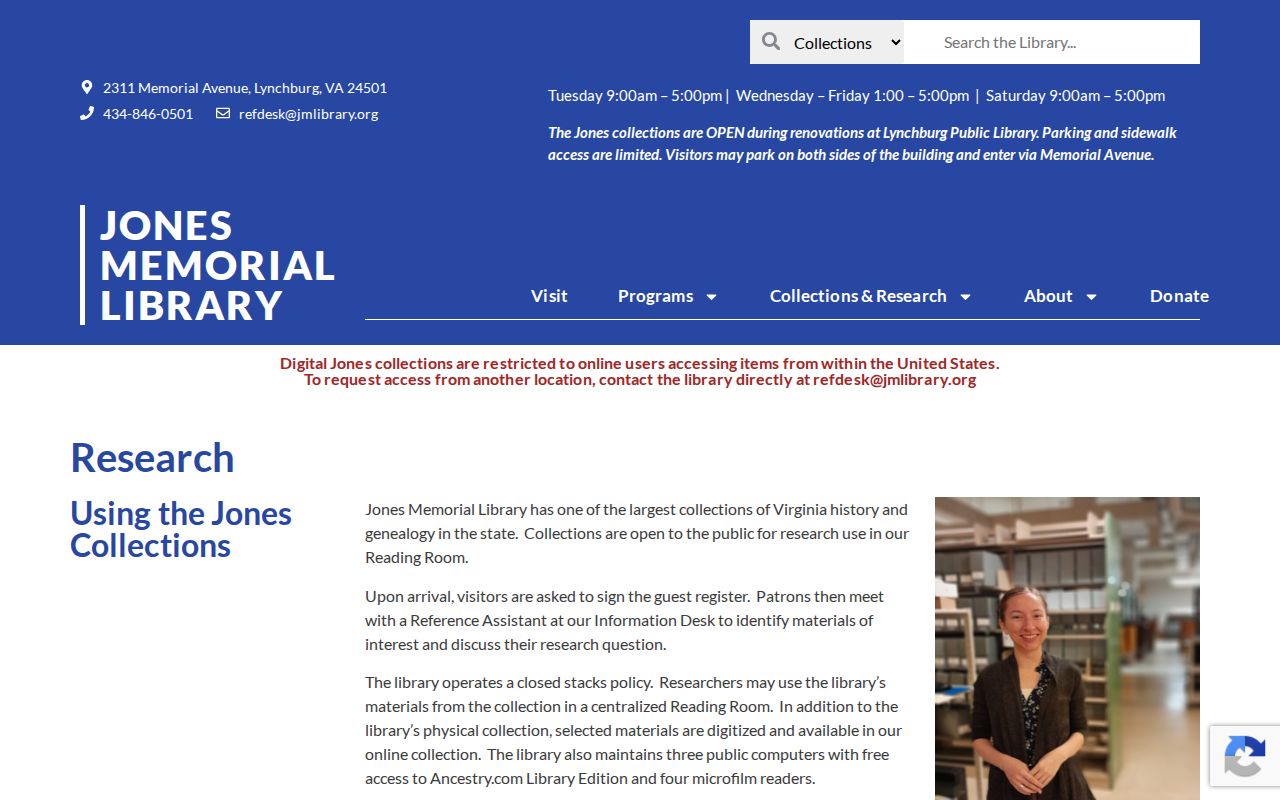 Lynchburg city directory research resources at Jones Memorial Library