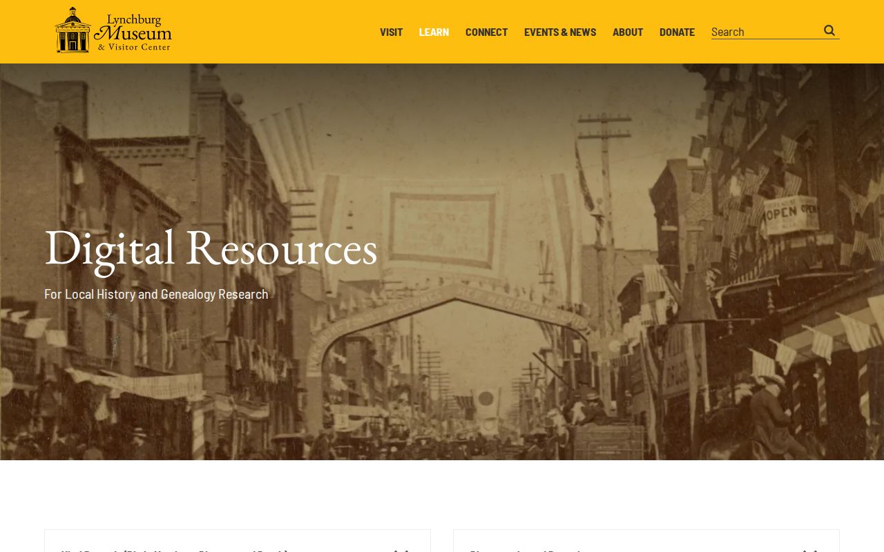 Lynchburg city directory companion resources on the museum digital page