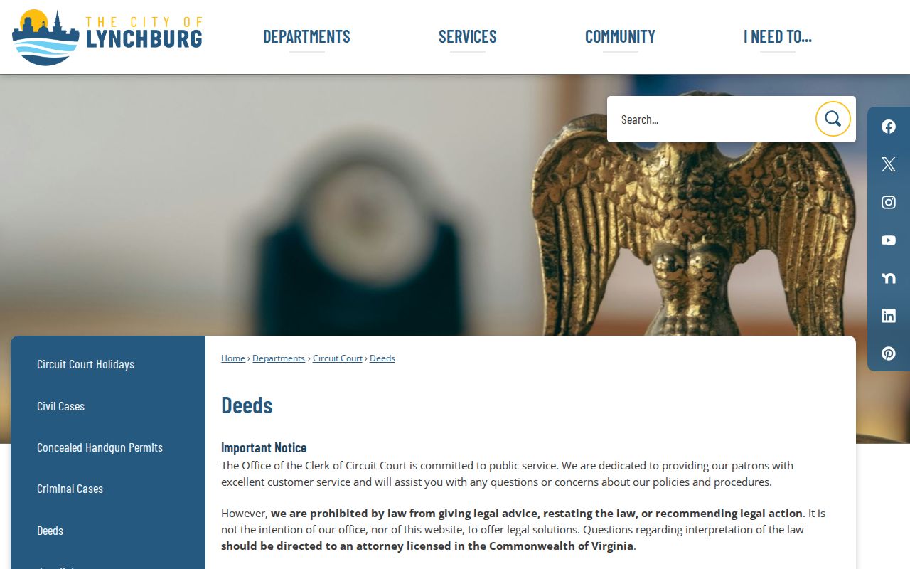 Lynchburg residents directory Circuit Clerk deeds access page