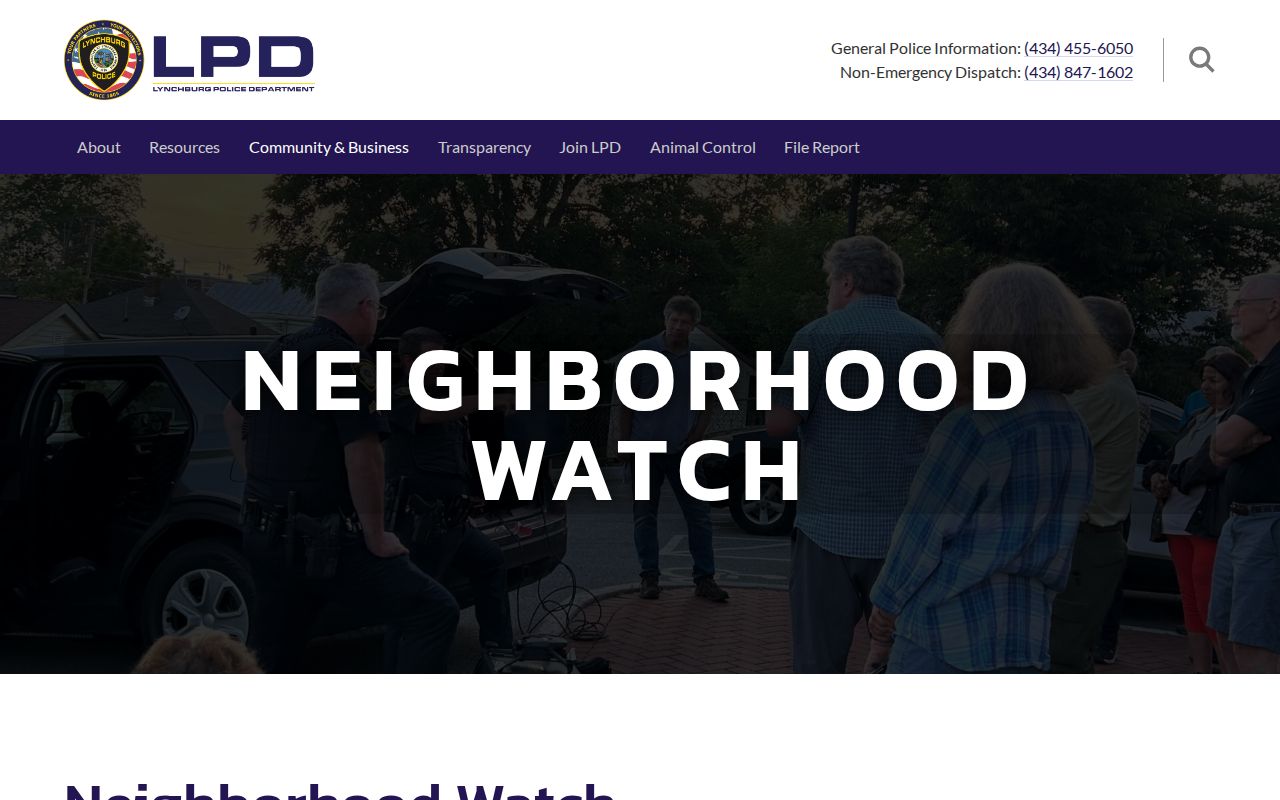 Lynchburg neighbors Neighborhood Watch information