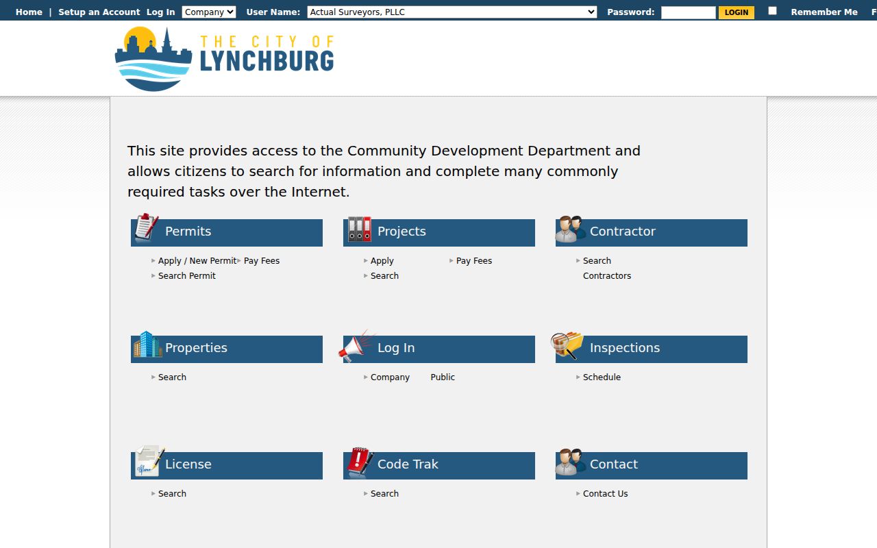 Lynchburg street directory eTRAKiT permitting portal