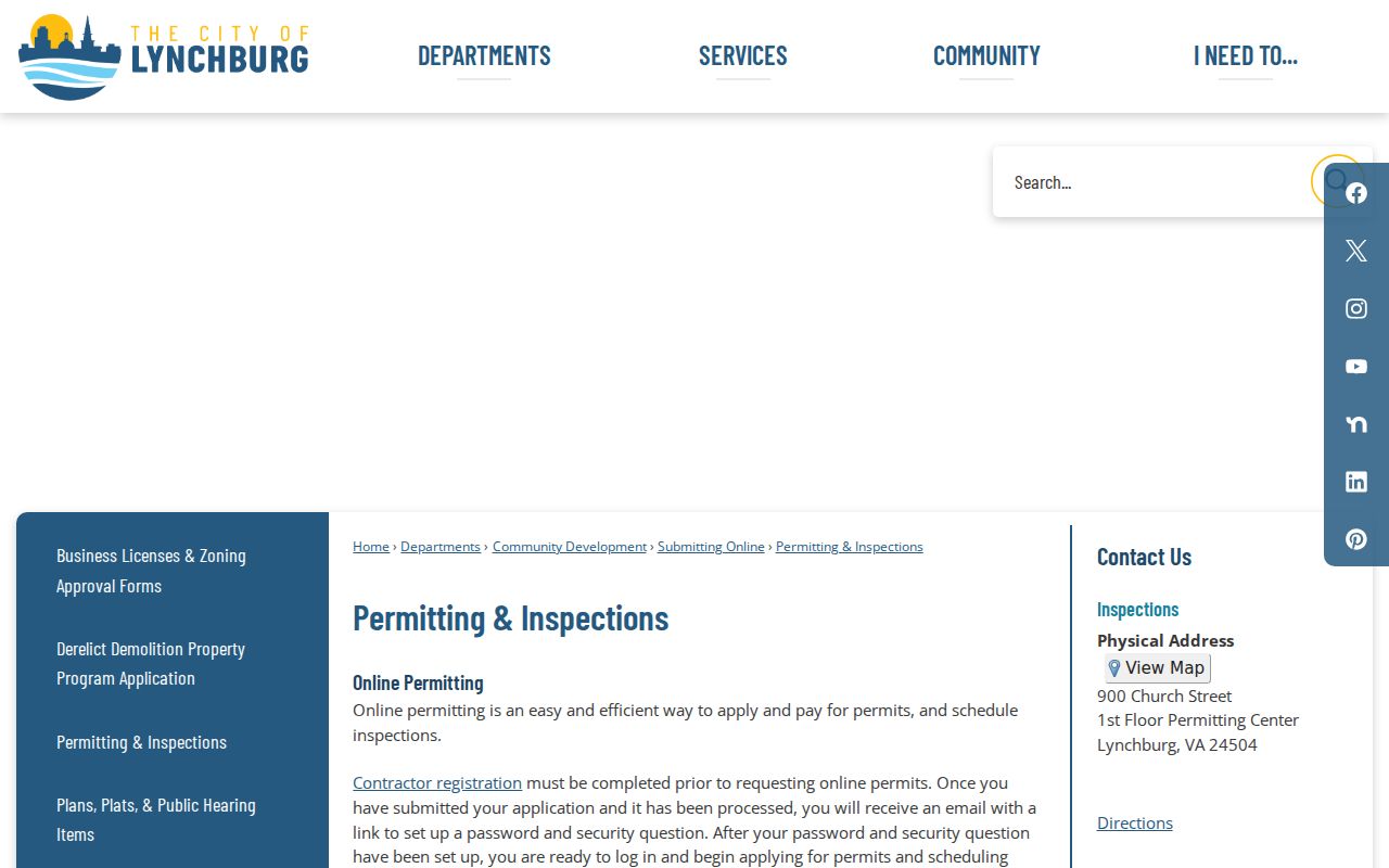 Lynchburg street directory permitting and inspections information